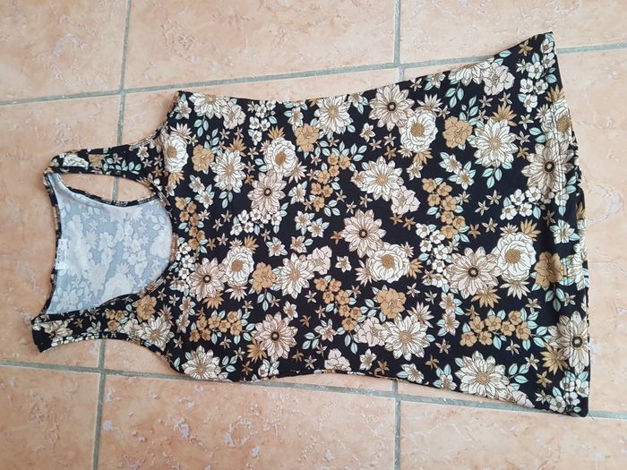 Débardeur long femme 38 (M) noir fleuri Ardene Basic - photo numéro 1