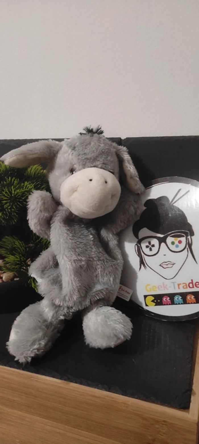 Doudou plat marionnette ane cheval gris toi toys peluche Blanc