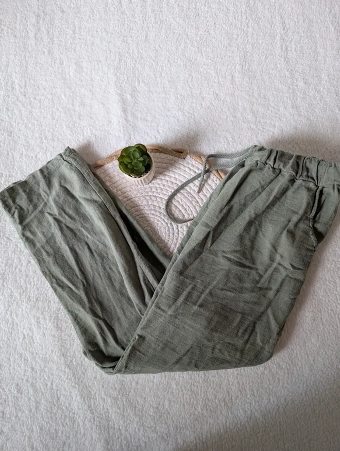 🌿 Pantalon vert 100% coton - taille unique