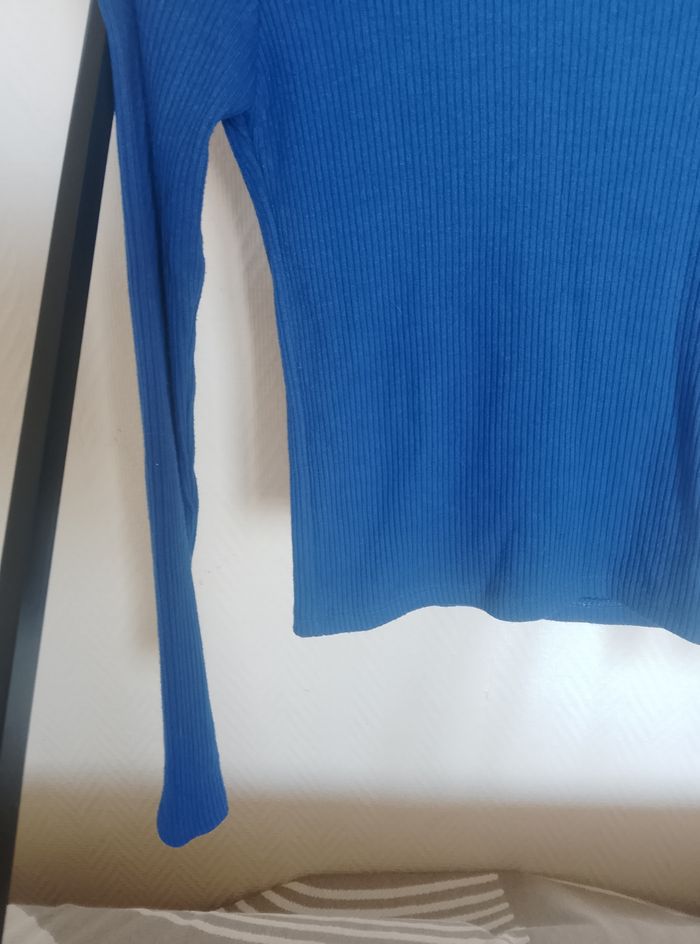 Pull côtelé col bleu électrique xxs - photo numéro 2