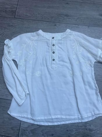 Blouse blanche fleurs brodées TAO 3 ans