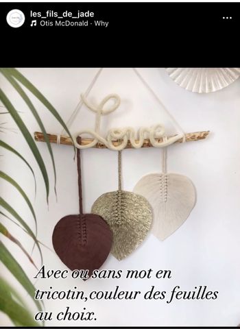 Suspension feuilles macramé