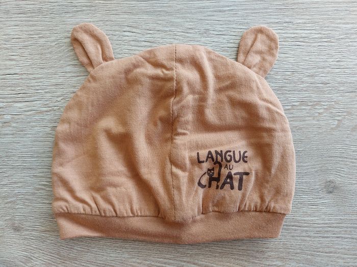 Bonnet bébé Langue au chat marron ours - photo numéro 2