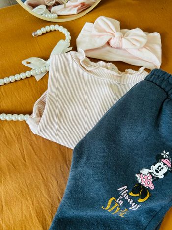 🍐 Salopette + haut MC + bandeau - 6 mois