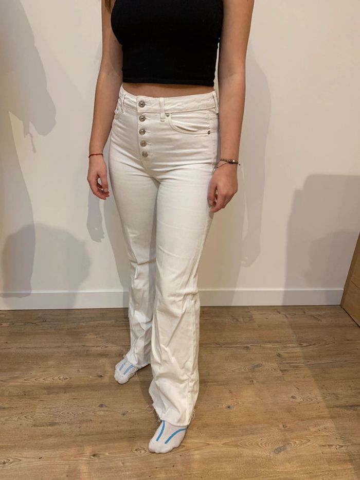 jean blanc droit mango