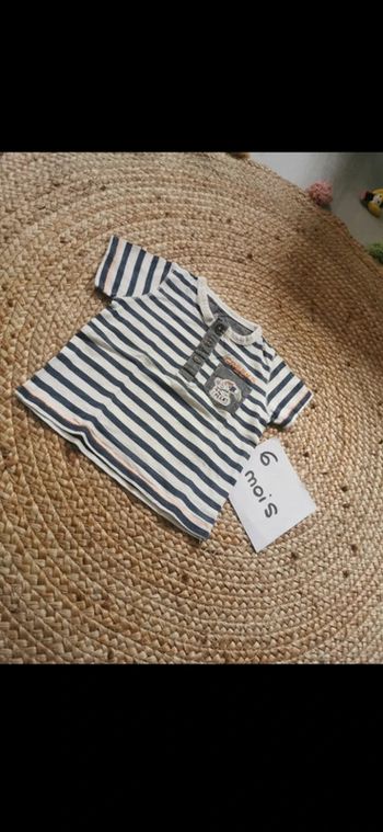 T shirt rayé creeks avec dessin oiseau dessus 6 mois