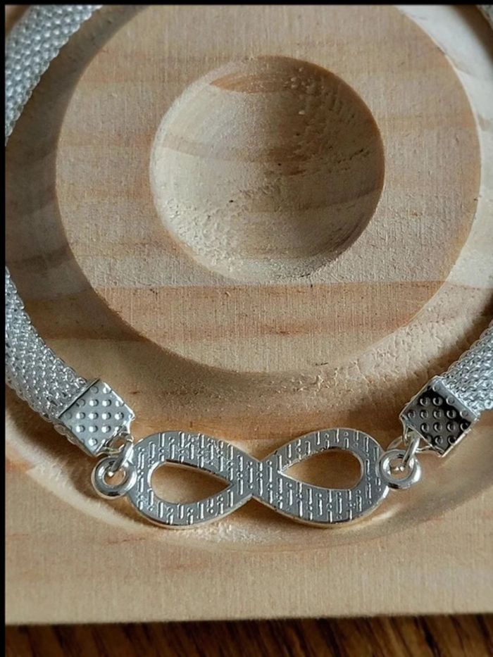 Bracelet infini argenté strass – bijou fantaisie symbole amour éternel – chaîne femme chic réglable - photo numéro 6