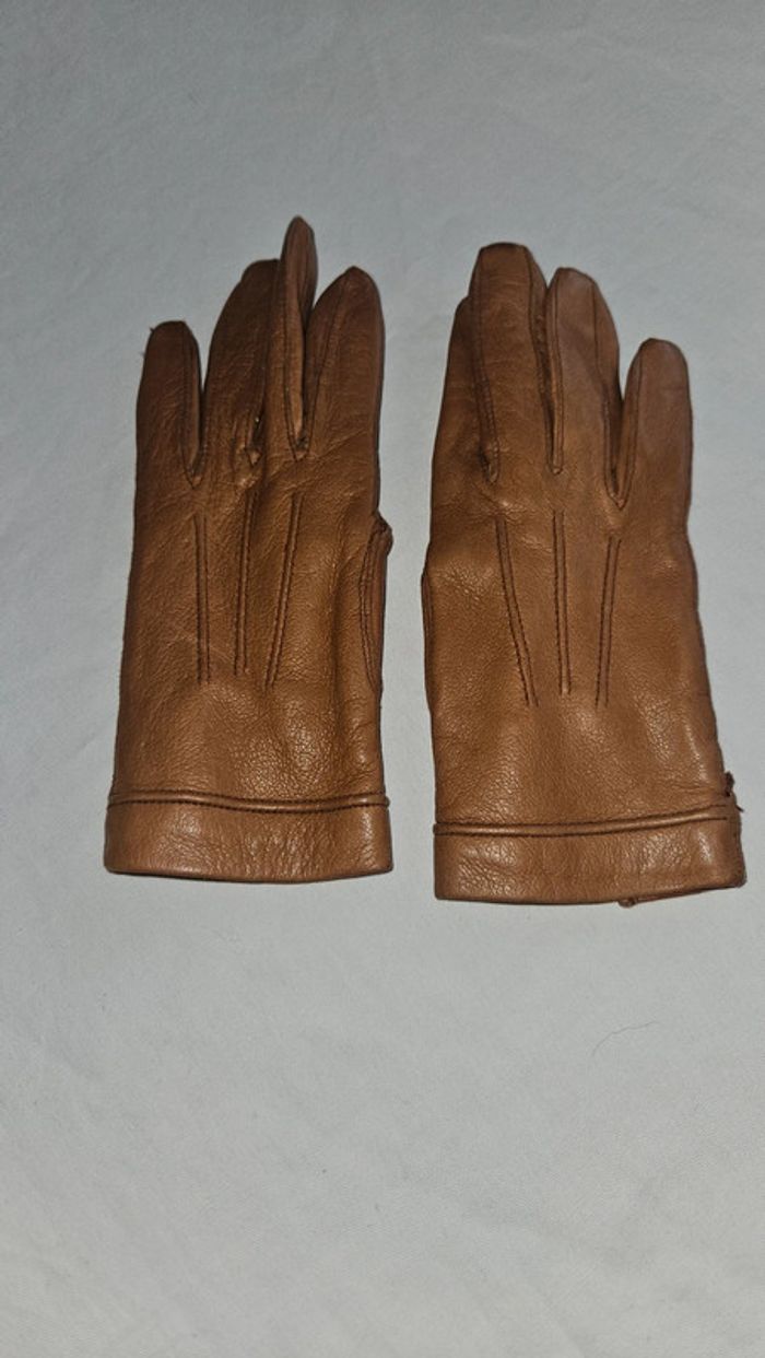 Gants marron cuir ou aspect cuir- petite taille 5 et demi- enfant ou main fine