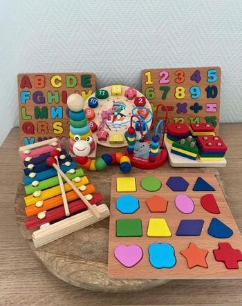 Box de 9 jouet en bois 