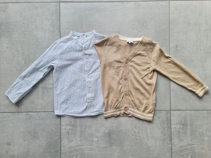 Ensemble cérémonie chemise manche longue col mao et gilet 6 ans