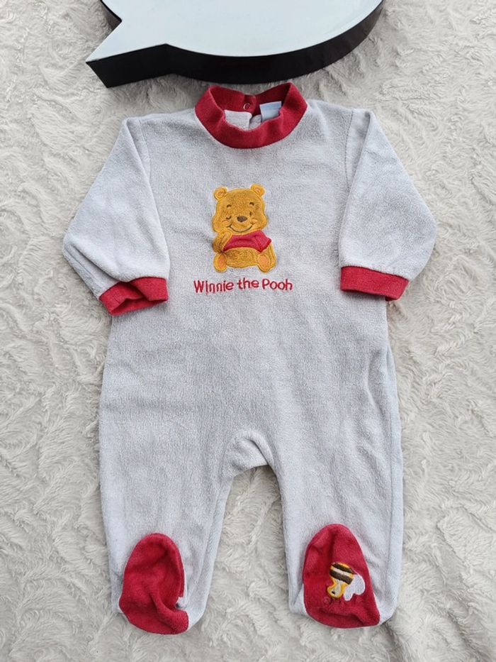Pyjama grenouillère velours Garçon 3 mois Winnie l'ourson the pooh Disney Baby - photo numéro 2