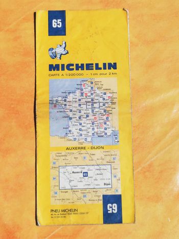 Carte routière Michelin 65 - Auxerre Dijon