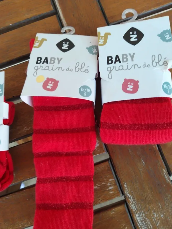 Lot de collants bébé fille rouge - photo numéro 2