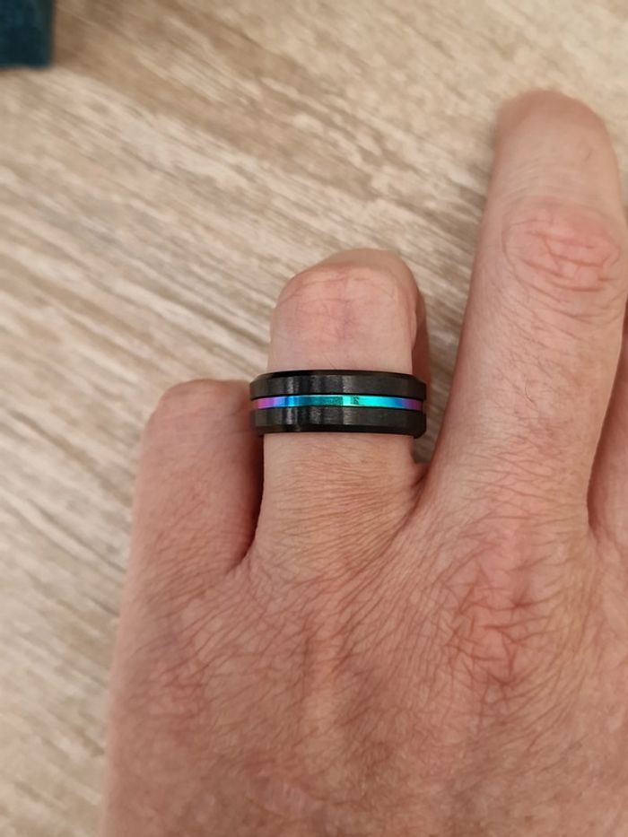 Bague Acier Inoxydable Noir Et Cameleon Multicolore - photo numéro 11