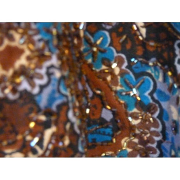 Miss June - Robe  marron et bleu motifs perles-T38 - photo numéro 4