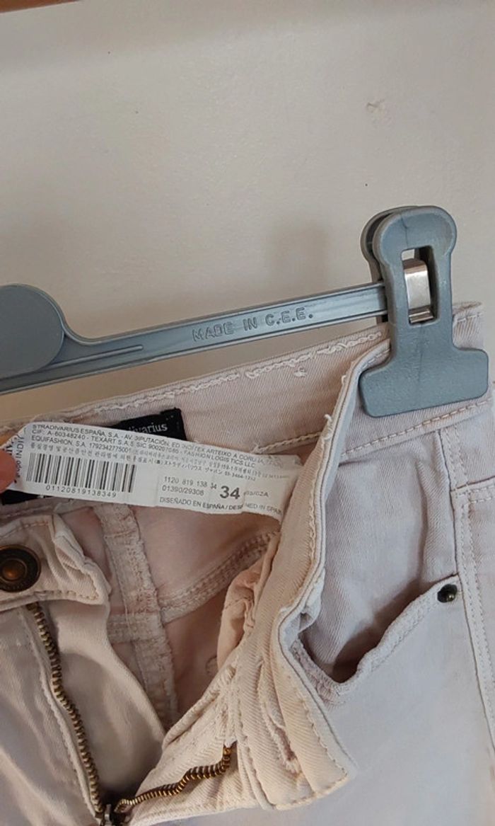 Pantalon jean beige Stradivarius T 34 - photo numéro 7