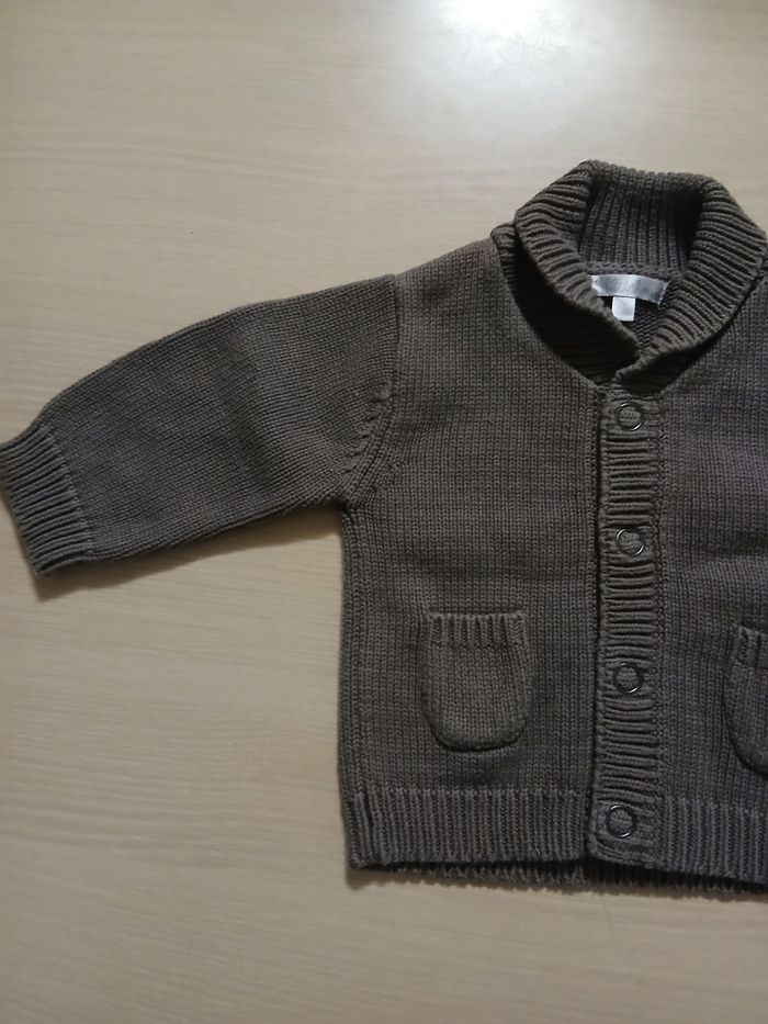 Gilet bebe garcon taille 3/6 mois en coton a pression +2 poche - photo numéro 7