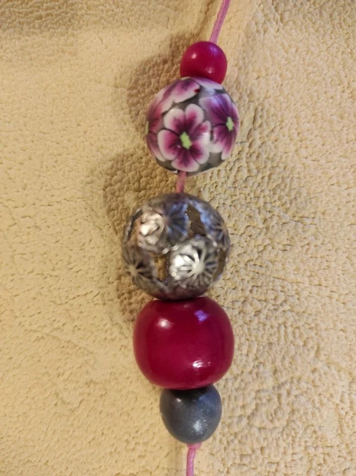 Collier rose/gris - photo numéro 4