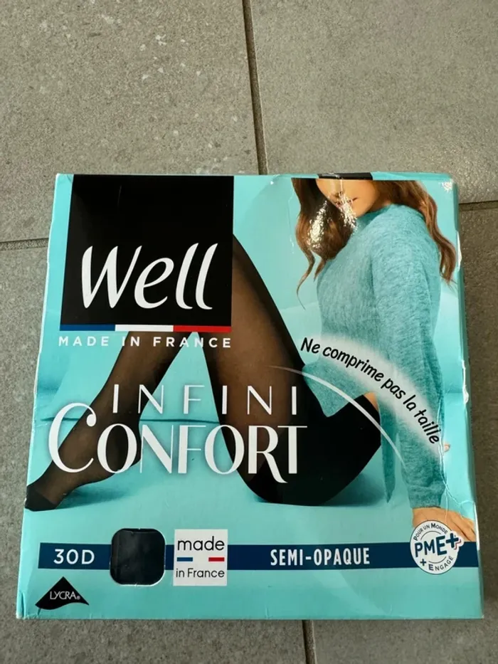 Well collant infini confort semi-opaque noir, taille 4