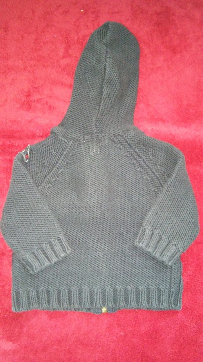 Gilet zip à capuche bleu foncé 6 mois garçon Grain de blé - photo numéro 5