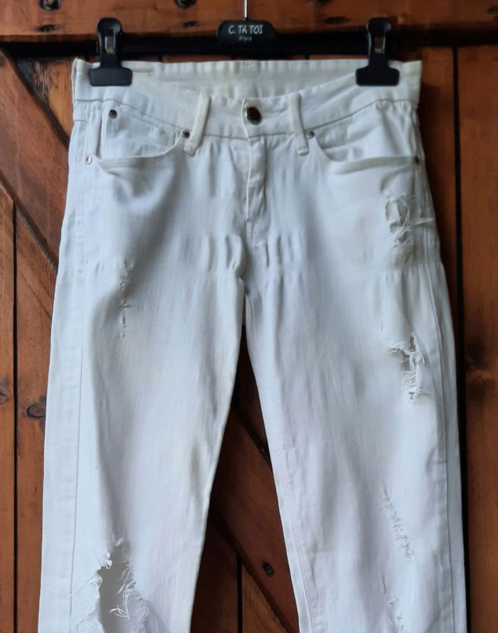 Jean troué blanc Mango 34 - photo numéro 5