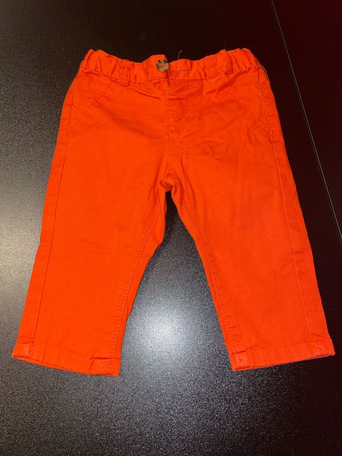 Pantalon droit en coton orange taille 9 mois