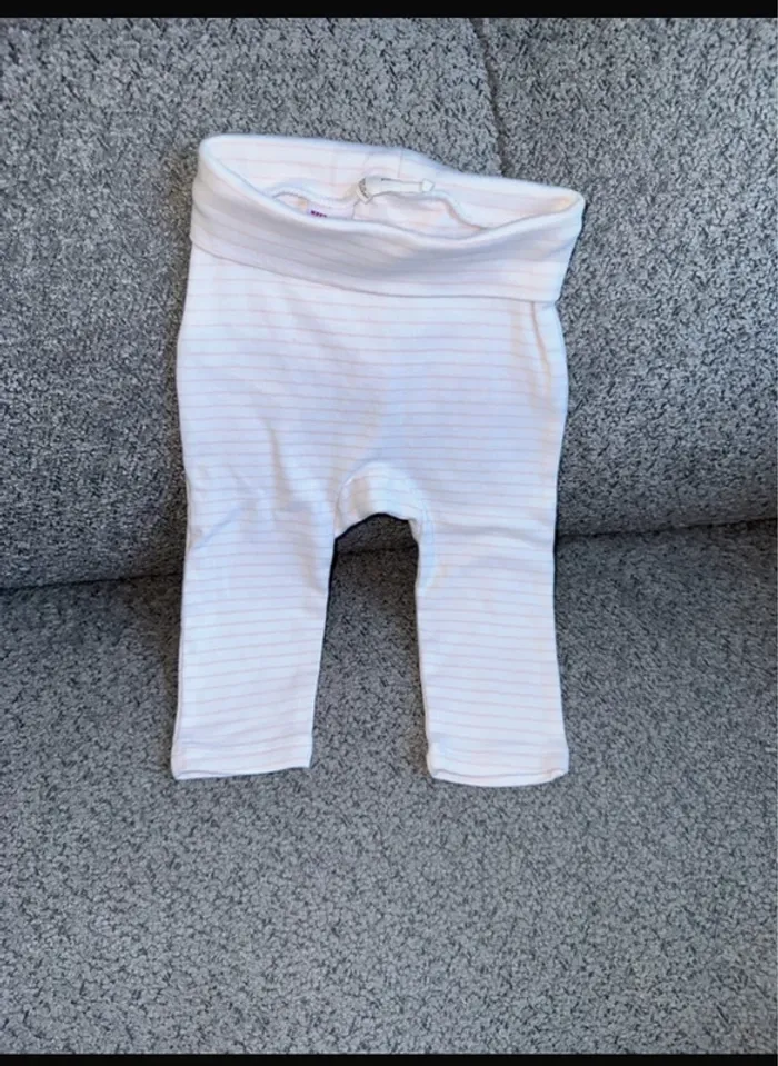 Legging coton doux blanc à rayures rose MANGO