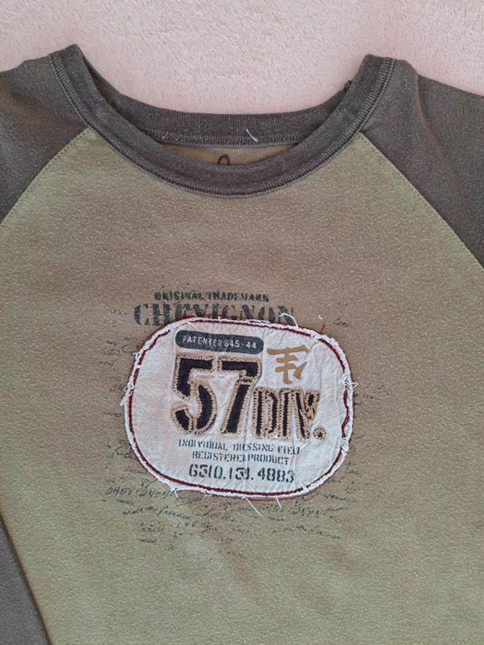 T-shirt manches longues Chevignon 8 ans Marron et kaki - photo numéro 2