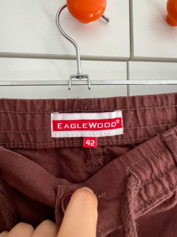 Pantalon cargo marron en lin et coton taille 42 Eagleood - photo numéro 4