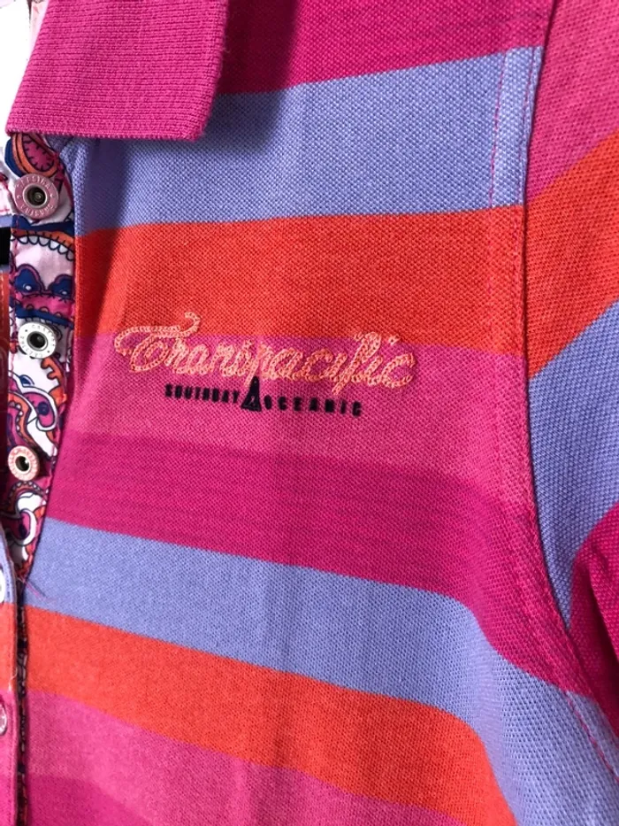 Polo tons roses, violet et oranges avec paillettes Gaastra taille S comme neuf - photo numéro 4