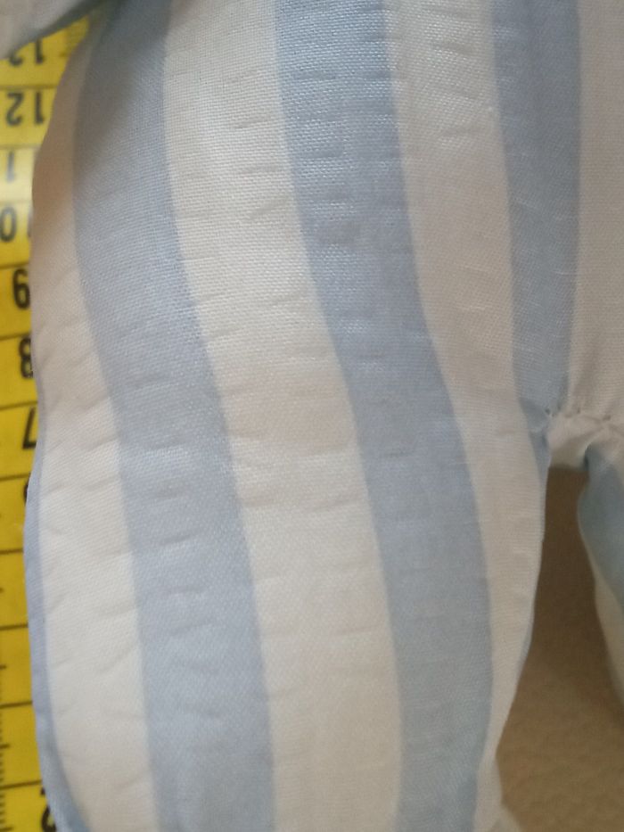 Doudou peluche  lapin blanc bleu clair  Pampers vintage rayé  rayures nez bleu - photo numéro 6