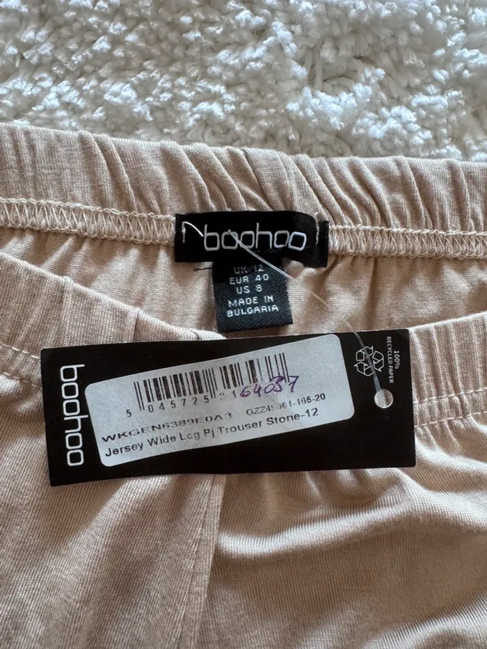 Pantalon Boohoo Jersey "Wide Leg Pj" - Jambes Larges - Beige Taille 40 - Neuf - photo numéro 4
