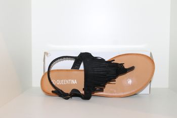 sublime tongs noires à franges 41