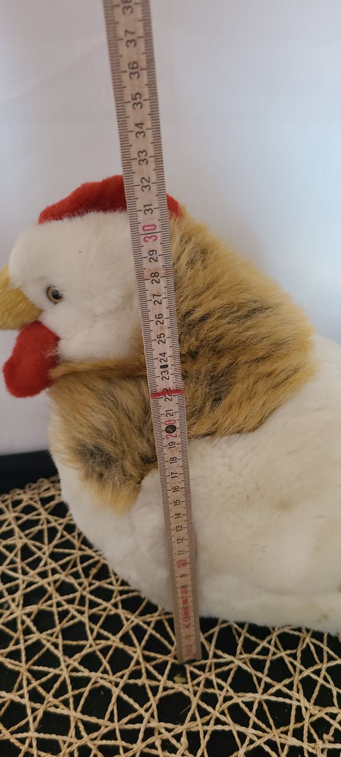 poule coq range pyjama doudou blanc rouge marron peluche ancien vintage non lavé nounours - photo numéro 5