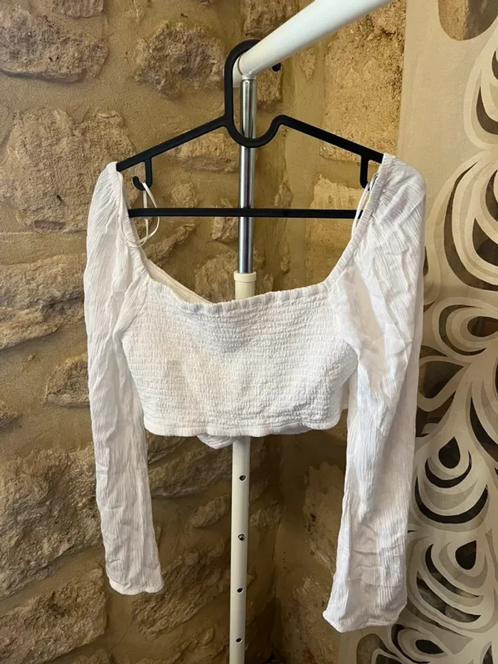 Haut crop blanc fluide la je longue - photo numéro 5