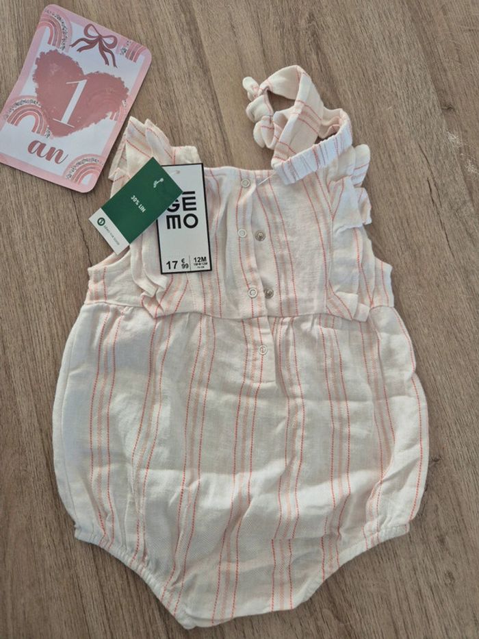 Barboteuse été blanche 12 mois - photo numéro 3