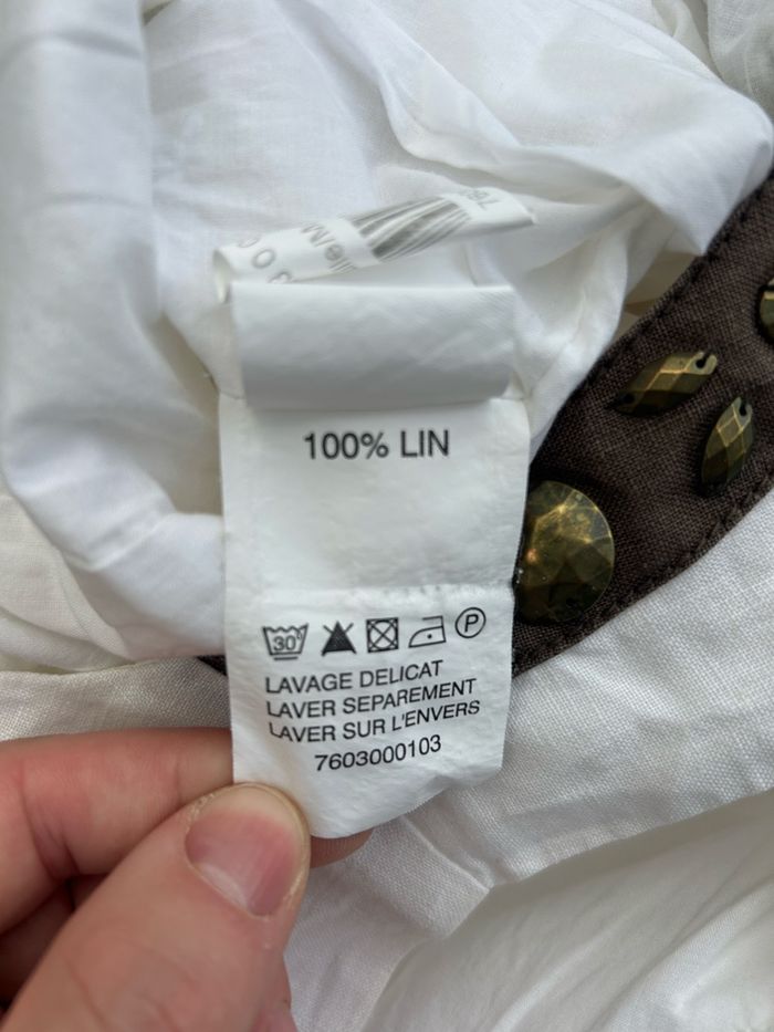 Robe en lin blanche Armand Thiery M 38 col bijoux - photo numéro 4