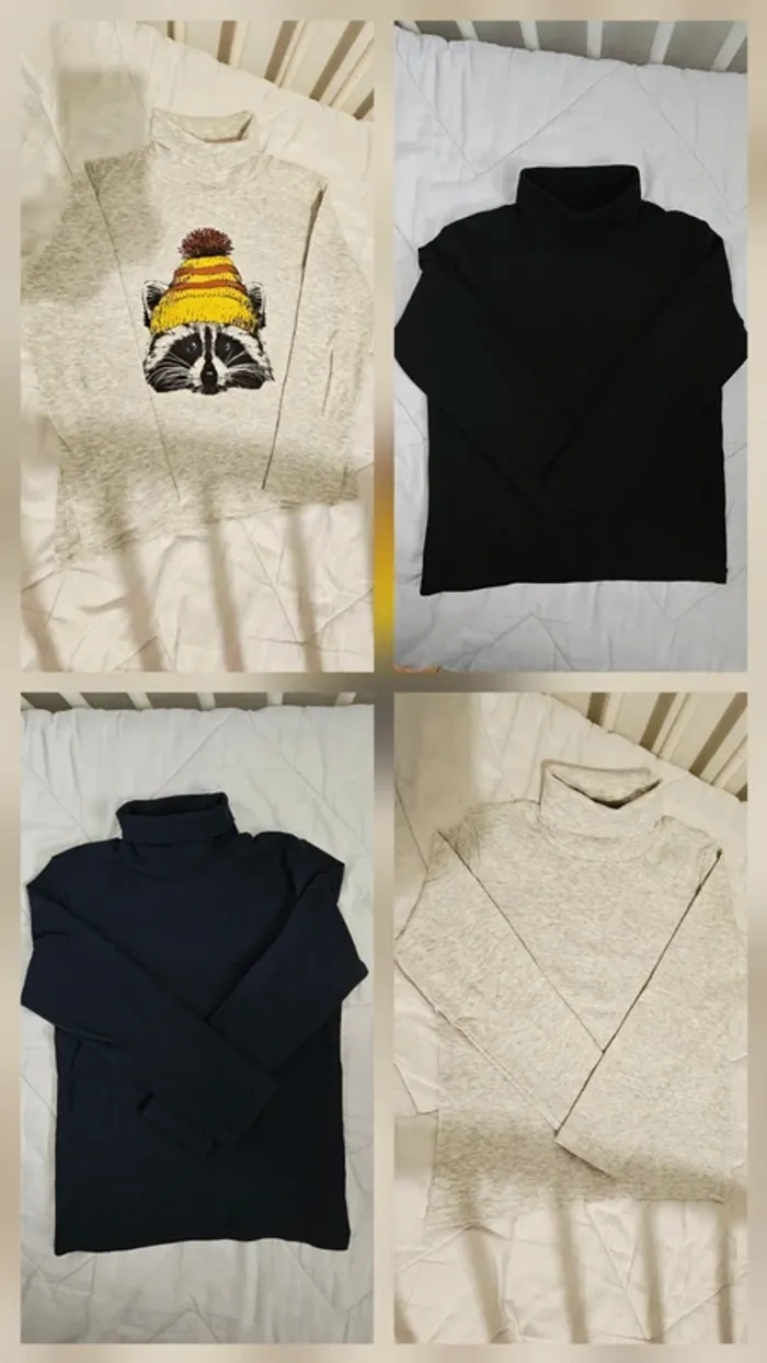 Lot de 4 T-shirts manches longues col roulé