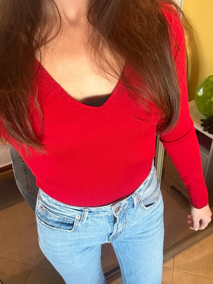 Pull rouge femme vintage dressing - photo numéro 3