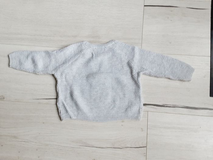 Vêtement bébé fille pull gris Obaïbi lapin cœur 6 mois - photo numéro 3