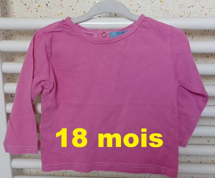 Tee shirt manche longue rose Tout Simplement Taille 18 mois