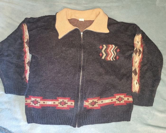 Gilet zippé  - Cardigan en Laine - Vintage 🧥 Made in France  -  Taiile L
