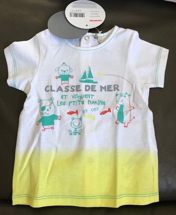 T shirt neuf orchestra classe de mer bébé 6 mois entièrement deboutonnable