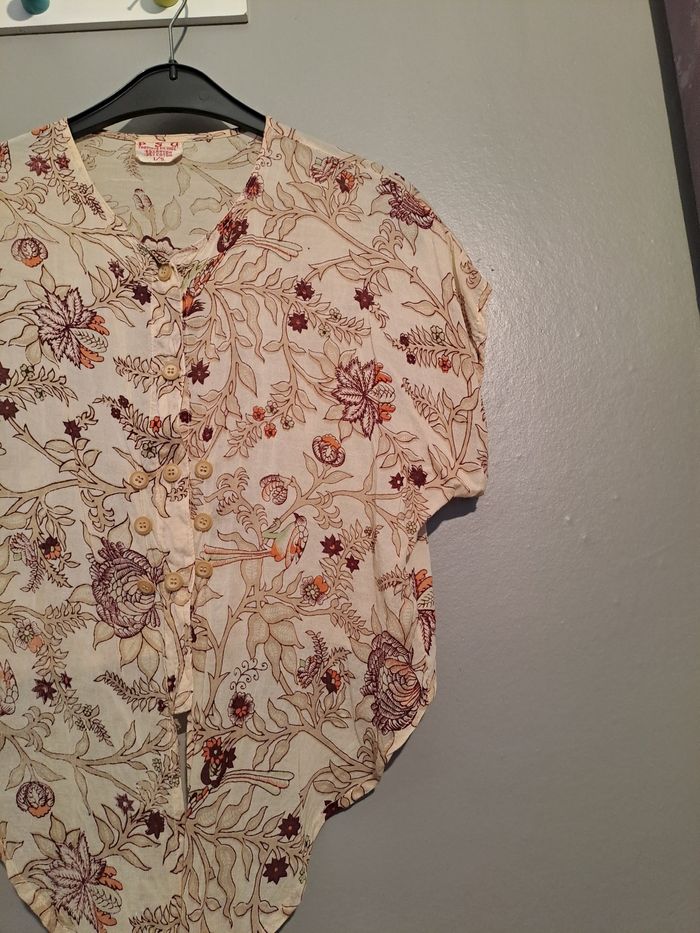 Chemisier femme beige à motifs - Marque PSG - Taille 36 - Très bon état. - photo numéro 5