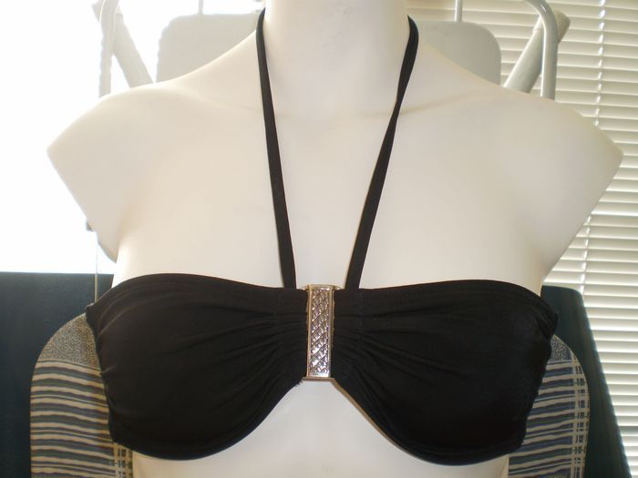 haut de maillot de bain noir et argent t 38