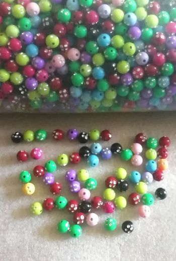 500g de Perles Acryliques Rondes 8mm avec strass incrustés Multicolores Loisirs Créatifs Enfants
