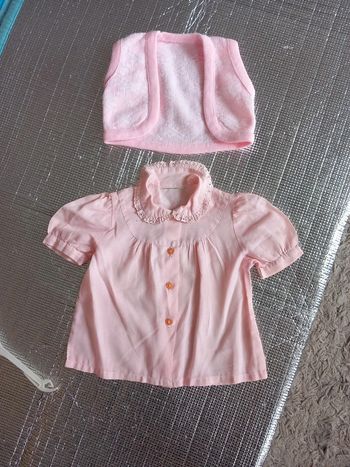 Chemise + gilet 6mois rose
