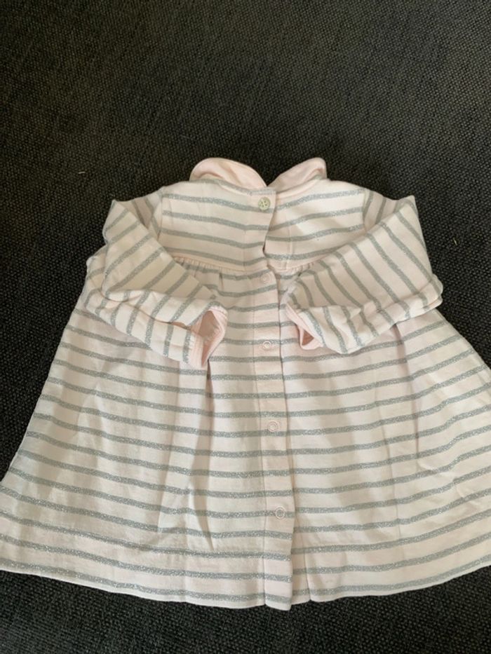 Robe petit bateau rose à rayures grises, 6 mois comme neuve - photo numéro 5