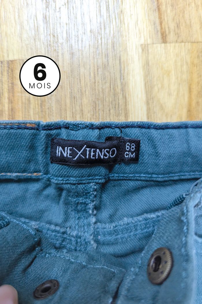 Pantalon jeans vert - Taille réglable - Bébé 6 mois - photo numéro 3