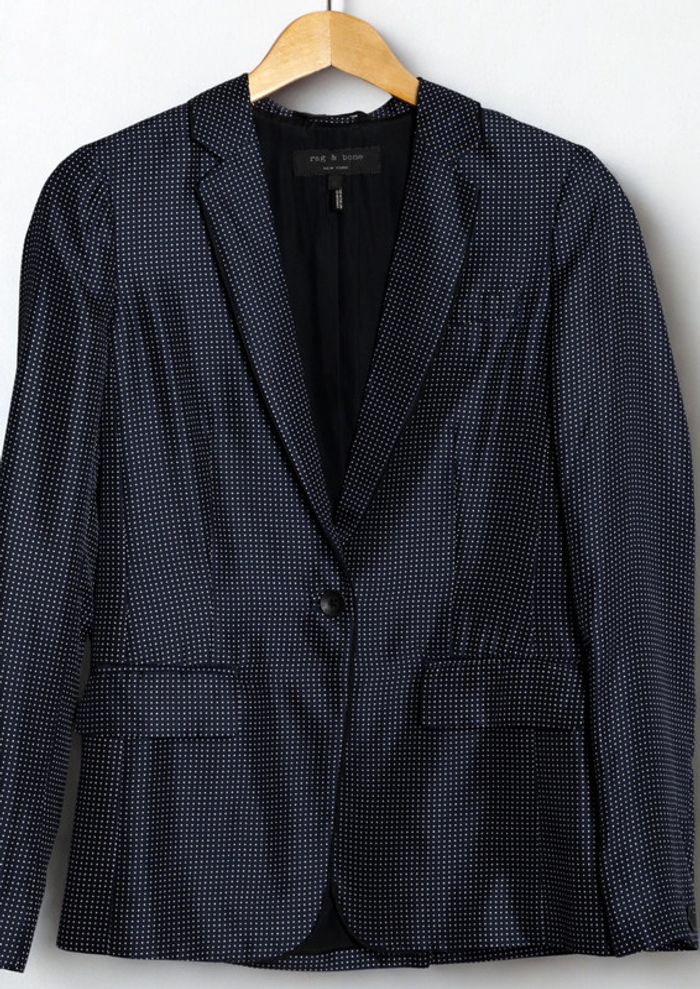 Veste blazer motif pois Blazer jacket polka dots 100% soie silk Rag & Bone Size XS - photo numéro 2